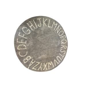 Lorena Canals Circle ABC Alphabet Gray Rug Carpet Machine Washable Nursery Decor
